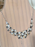 Black, White and Peach Pebble Bib Necklace