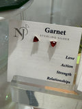 Garnet Trillion Sterling Silver Stud Earrings