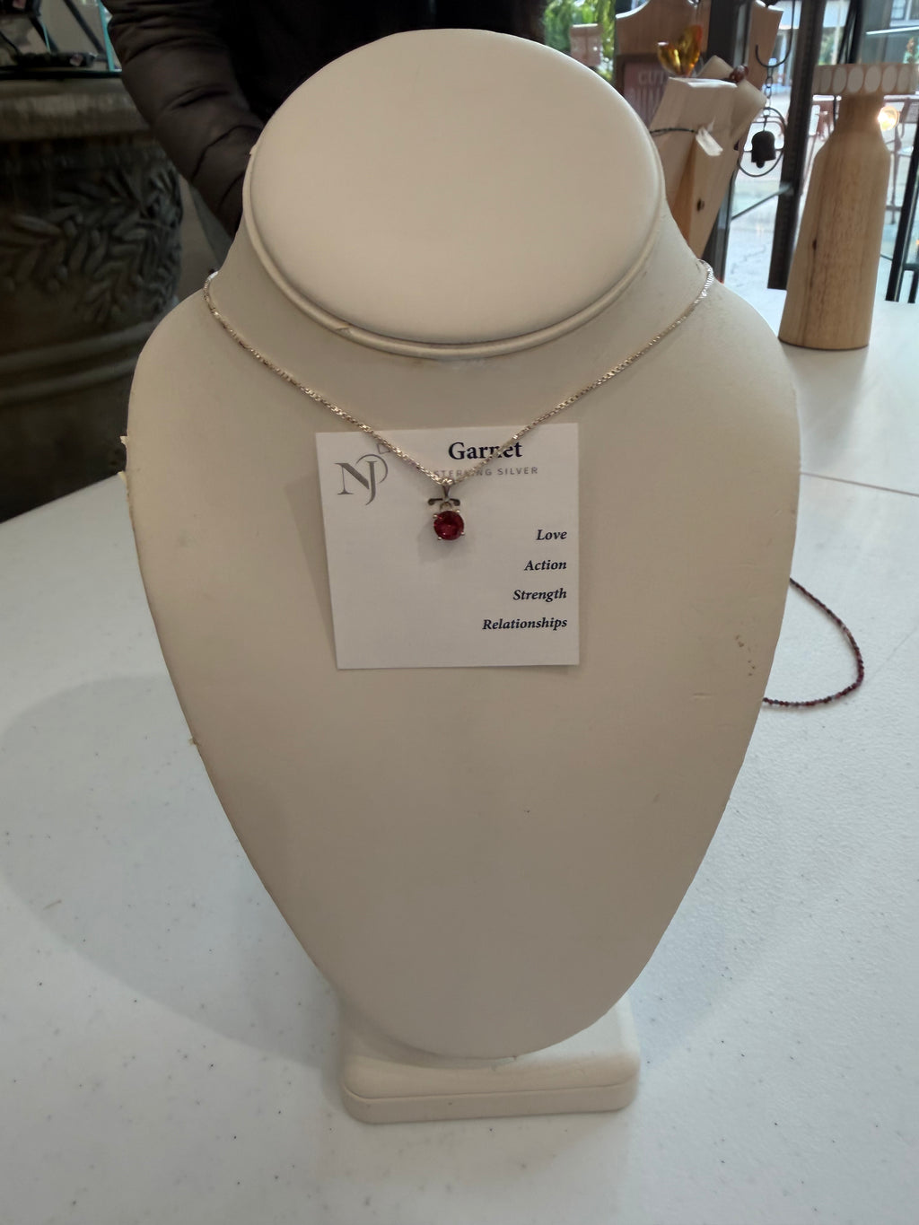 Garnet silver necklace