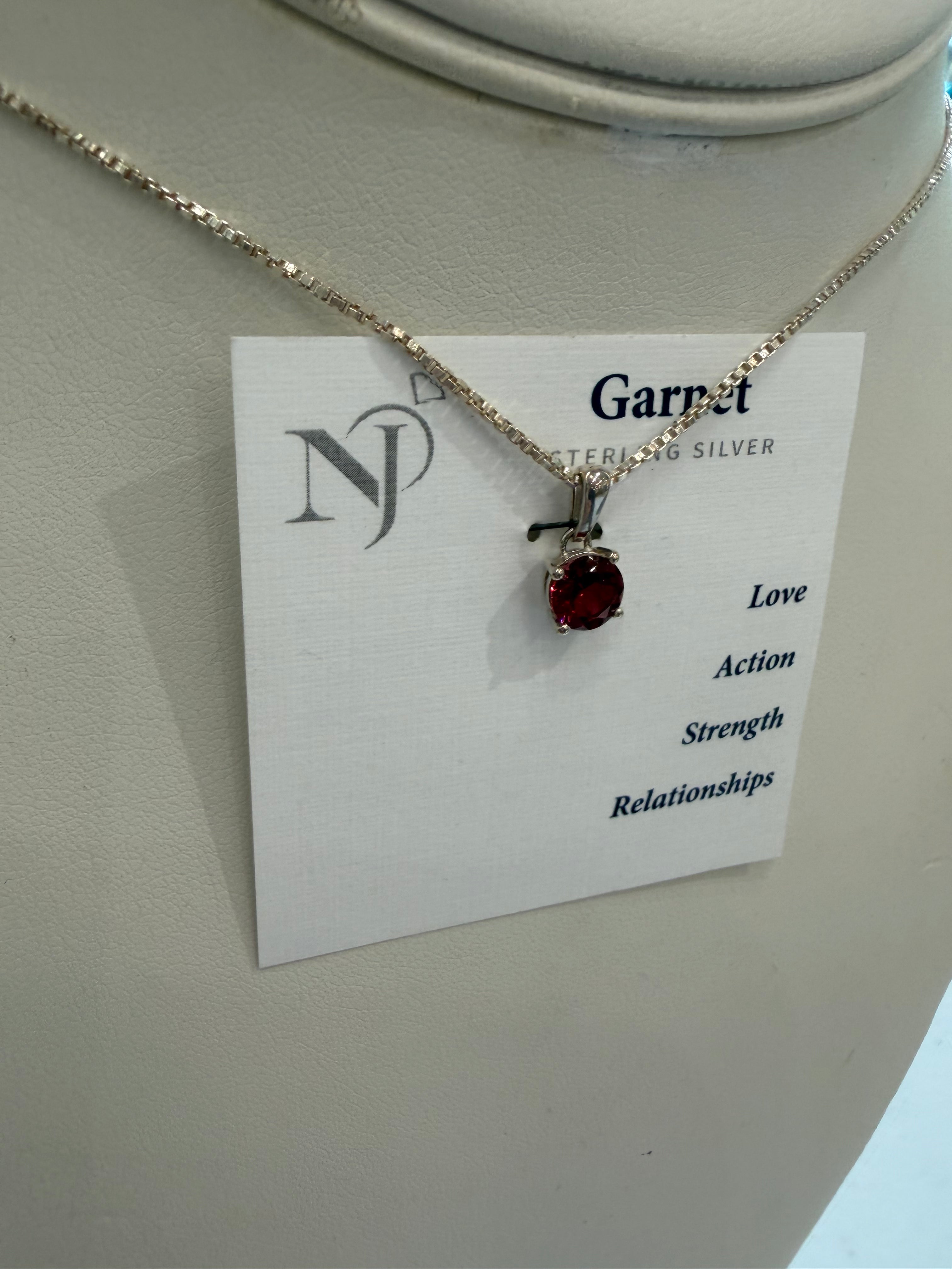 Garnet silver necklace