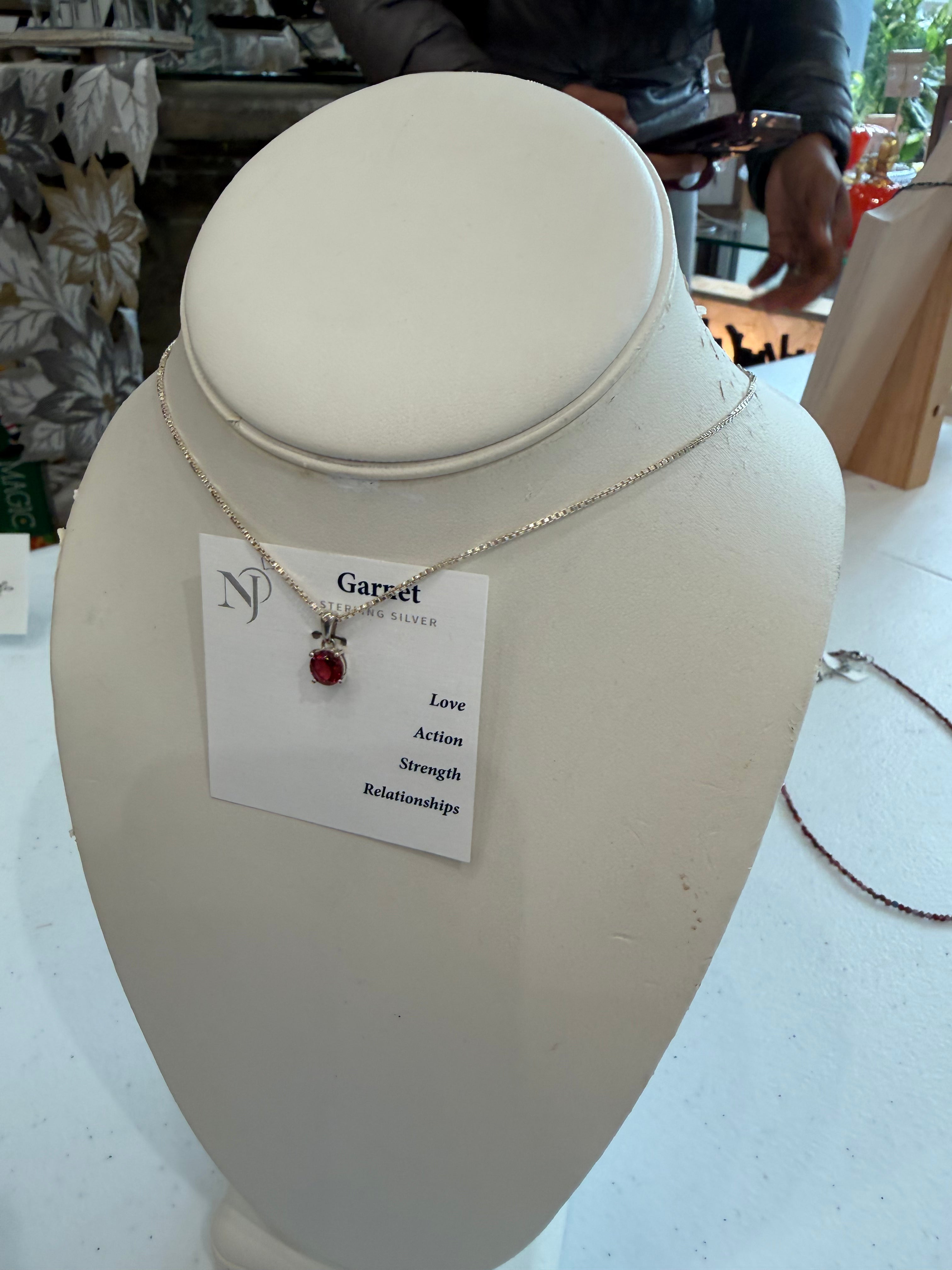 Garnet silver necklace