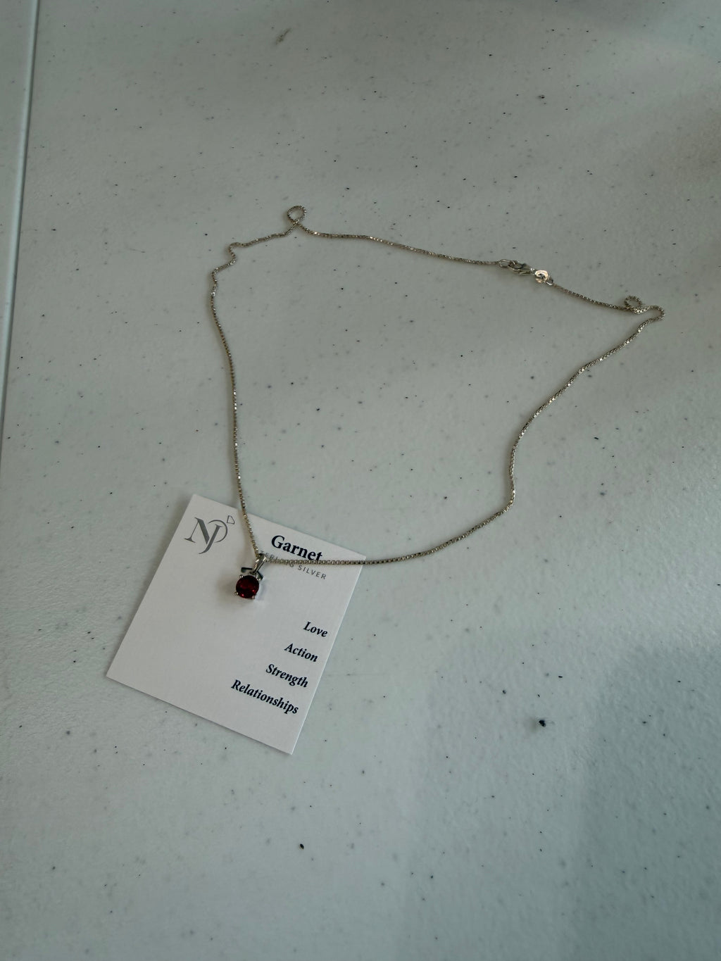 Garnet silver necklace