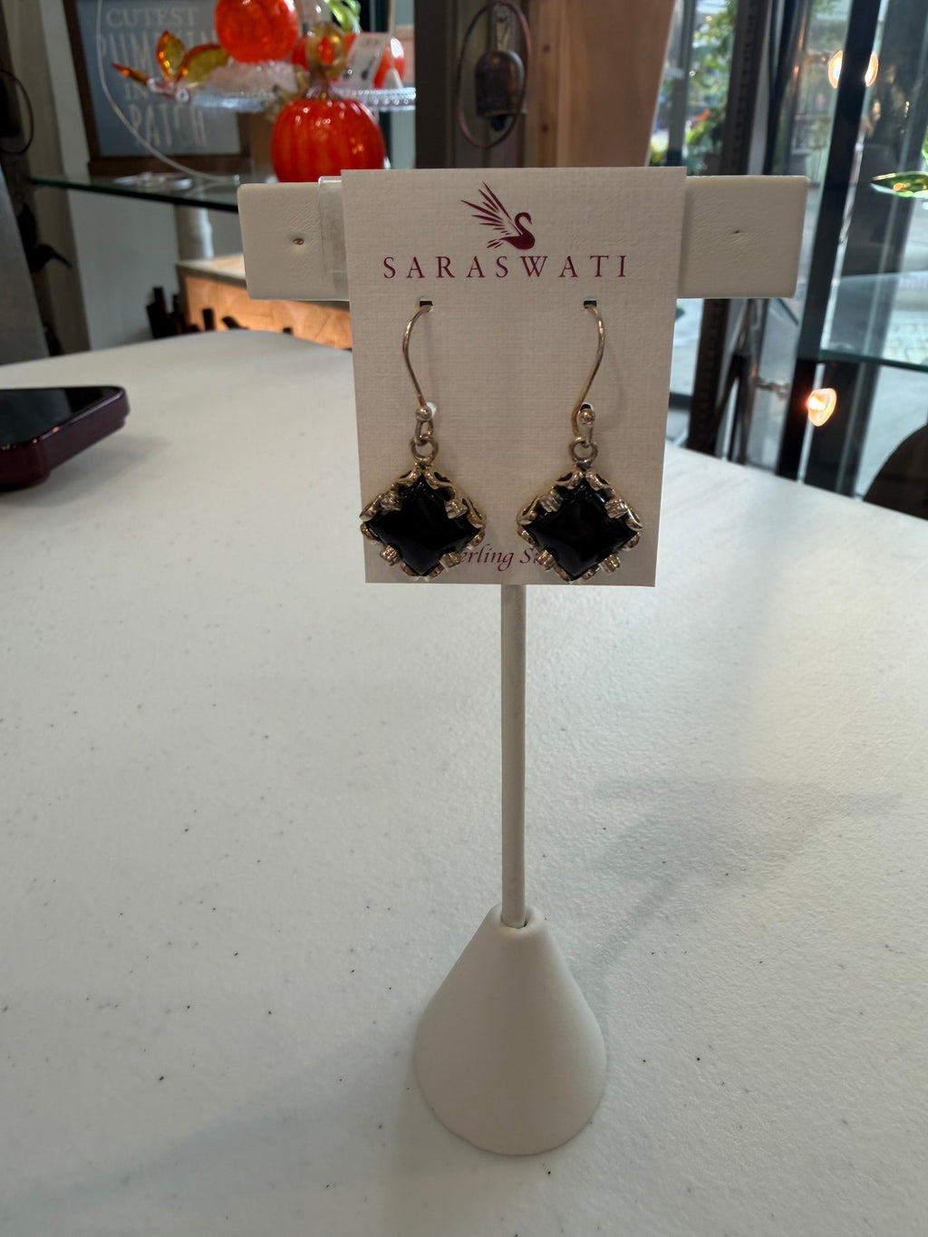 Saraswati earrings black onyx