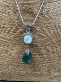 Bali design pearl with green stone pendant
