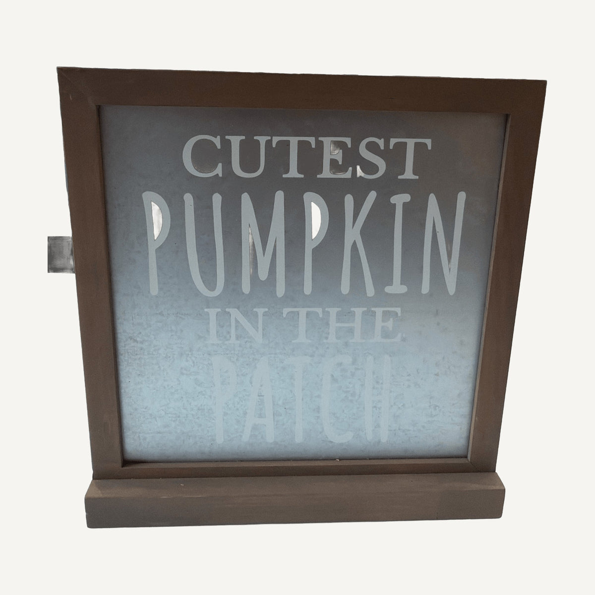 Cutest Pumpkin in the Patch framed sign standing on a gallery table