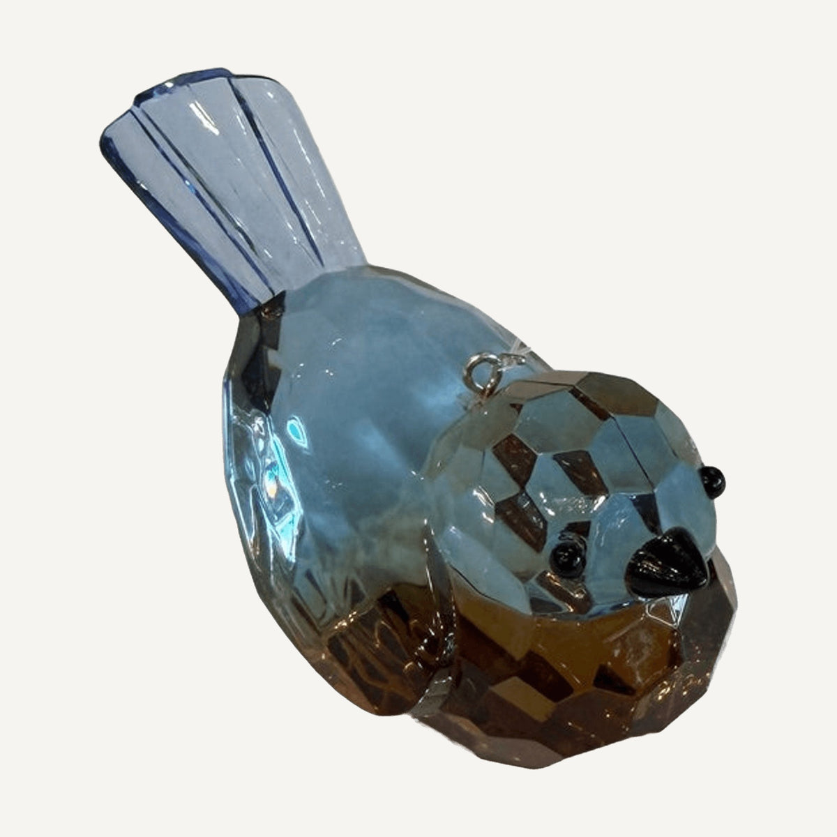 Blue and amber faceted crystal songbird with Crystal Expressions tag