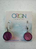 Violet Pearlescent Round Drop Earrings