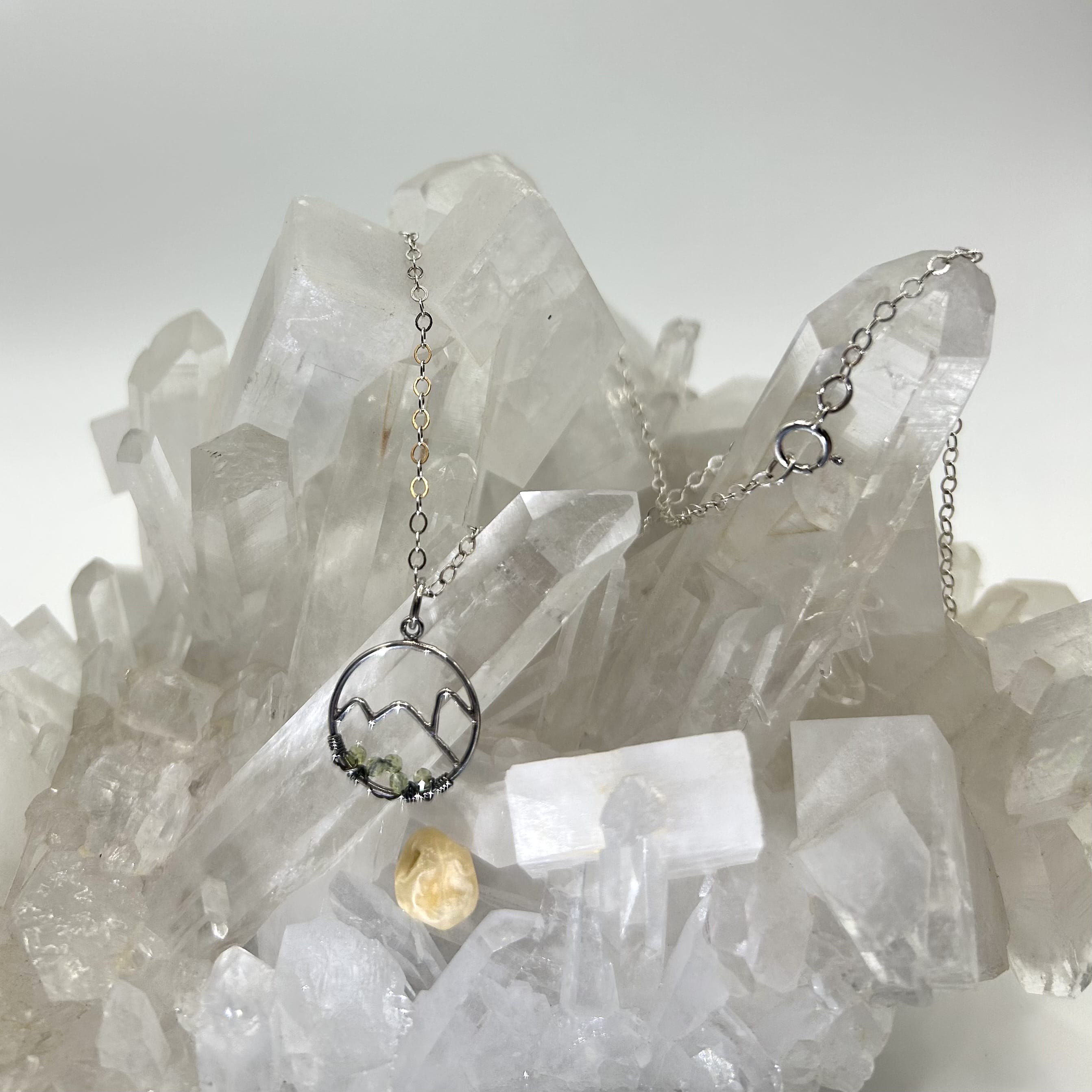 PNW Mountains Peridot Necklace, Sterling Silver Peridot Utopianorthwest