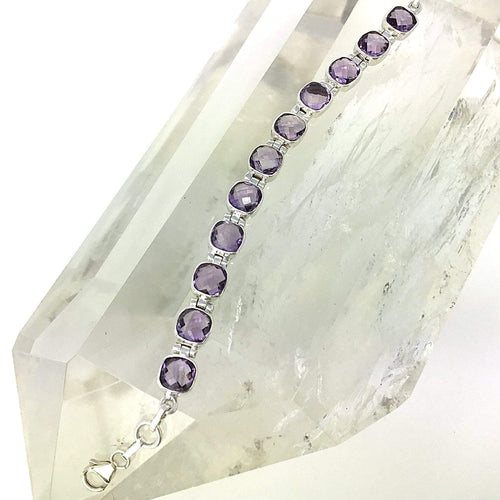 Amethyst Bracelet, Cushion Cut Facets Utopianorthwest 