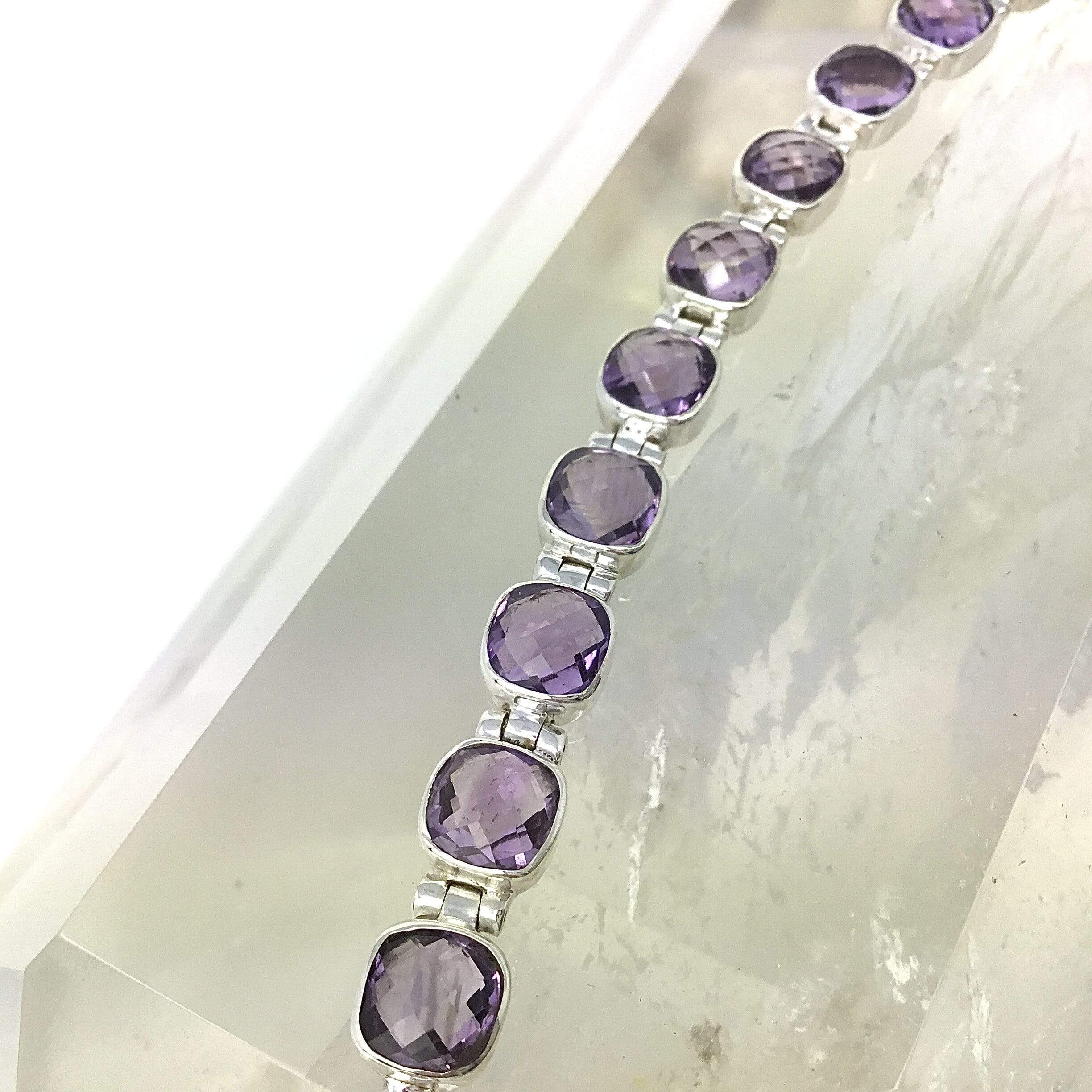 Amethyst Bracelet, Cushion Cut Facets Utopianorthwest 