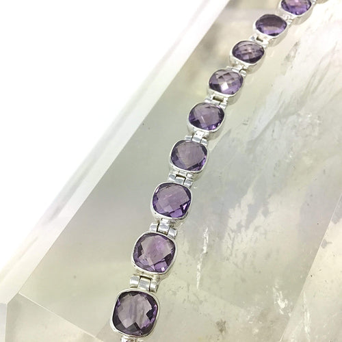 Amethyst Bracelet, Cushion Cut Facets Utopianorthwest 