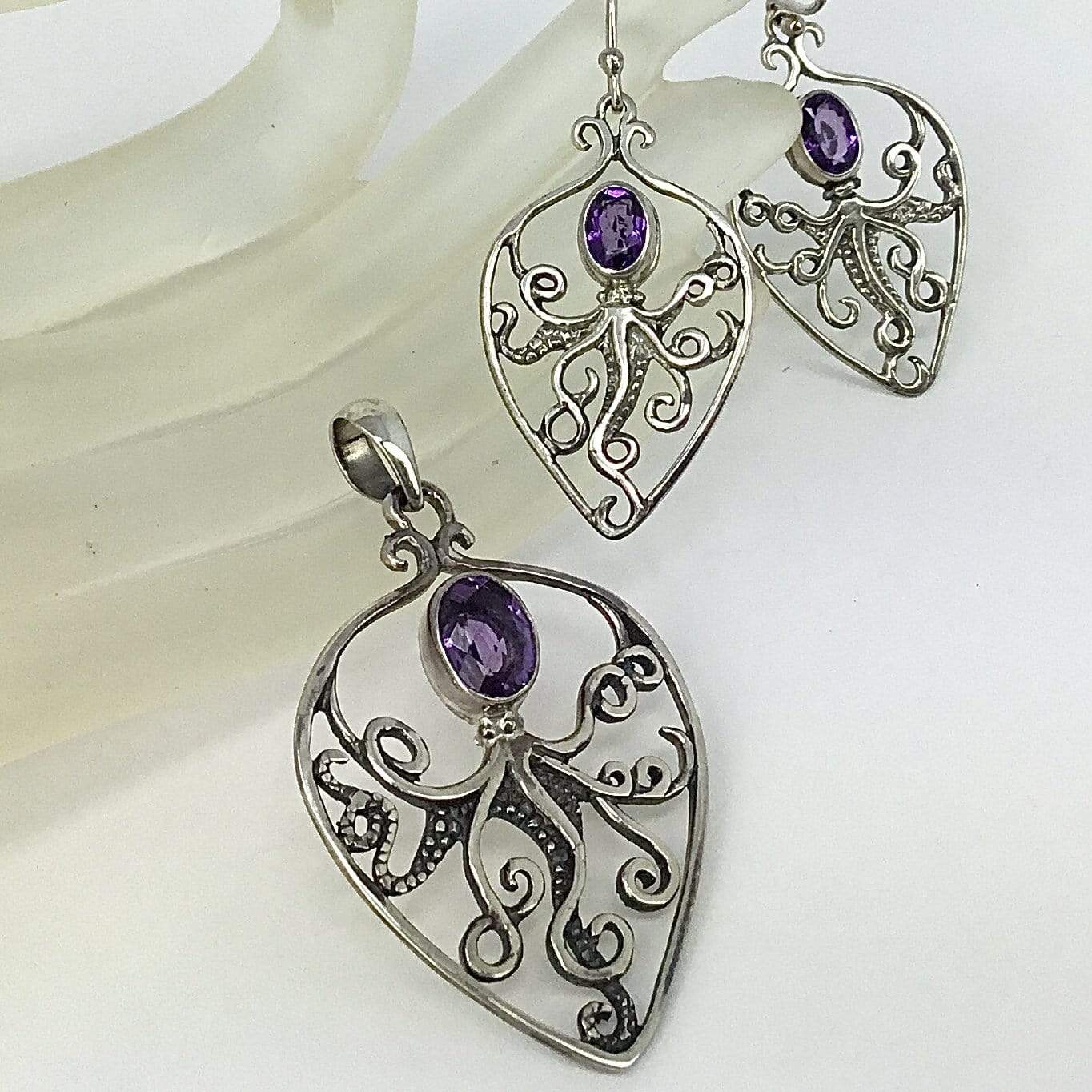 Amethyst Pendant Earring Set Utopianorthwest 