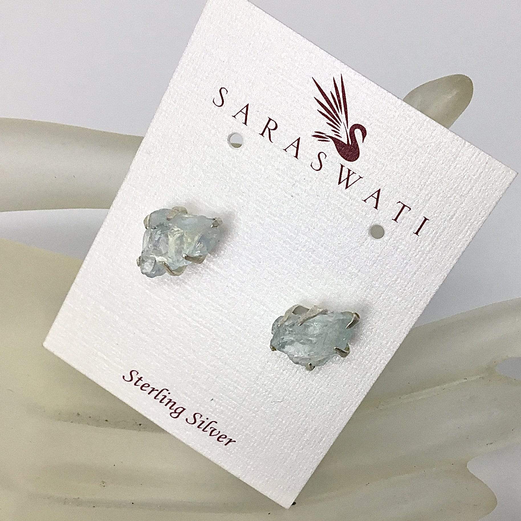 Aquamarine Rough Cut- Stud Earrings Utopianorthwest 