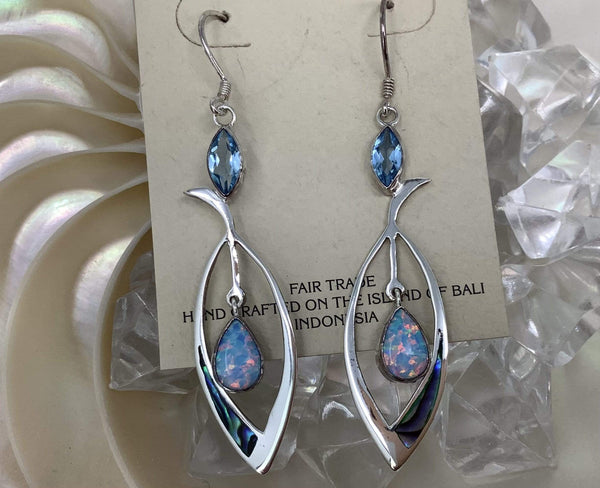 Blue Topaz & Opal earrings Utopianorthwest 