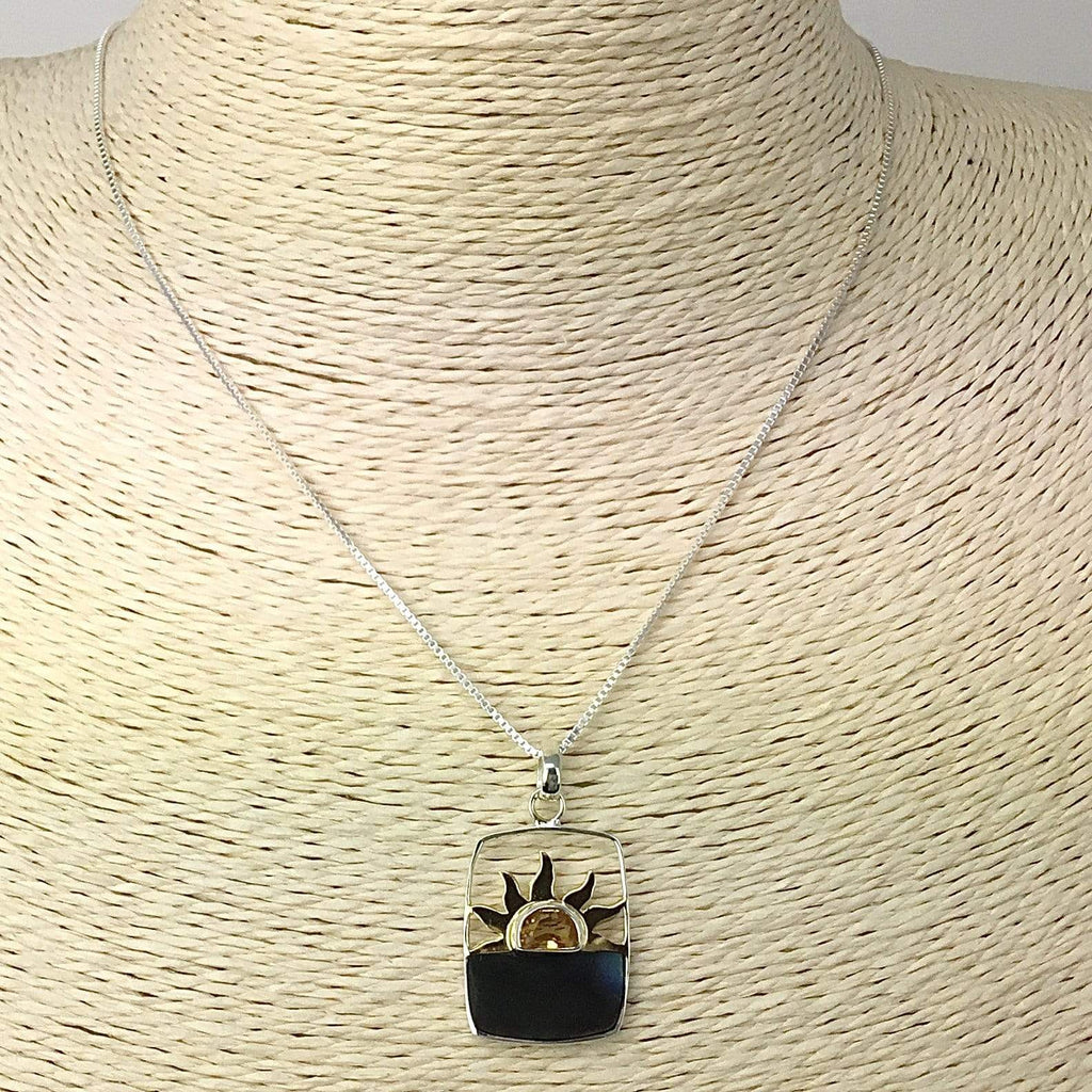 Citrine & Black Mother of Pearl Necklace Utopianorthwest 