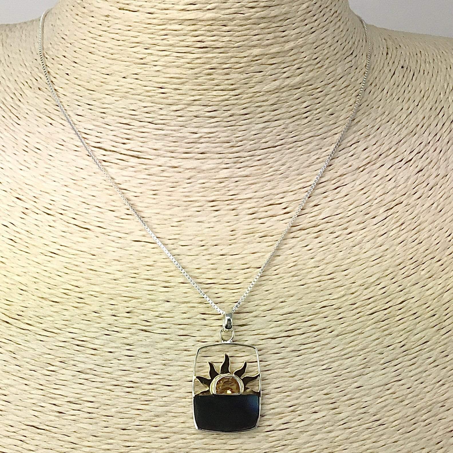 Citrine & Black Mother of Pearl Necklace Utopianorthwest 