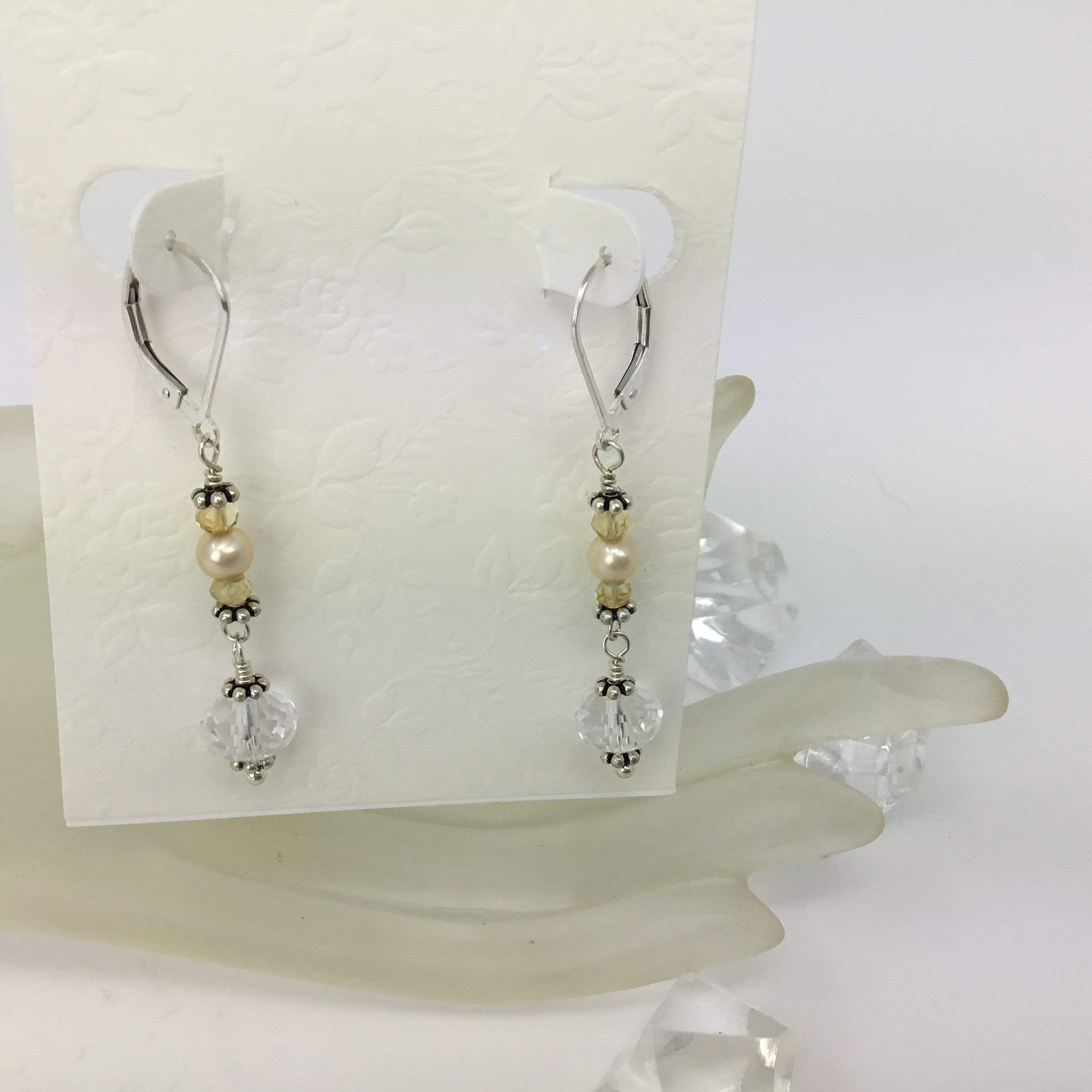 Diamond Quartz Crystal & Pearl Earrings Utopianorthwest 
