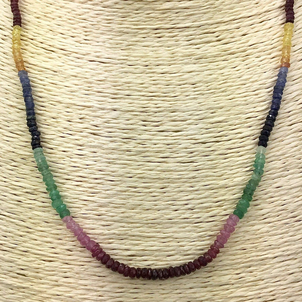 Emeralds, Sapphires, Rubies & Tourmalines- Precious Gemstone Necklace emeralds Utopianorthwest 