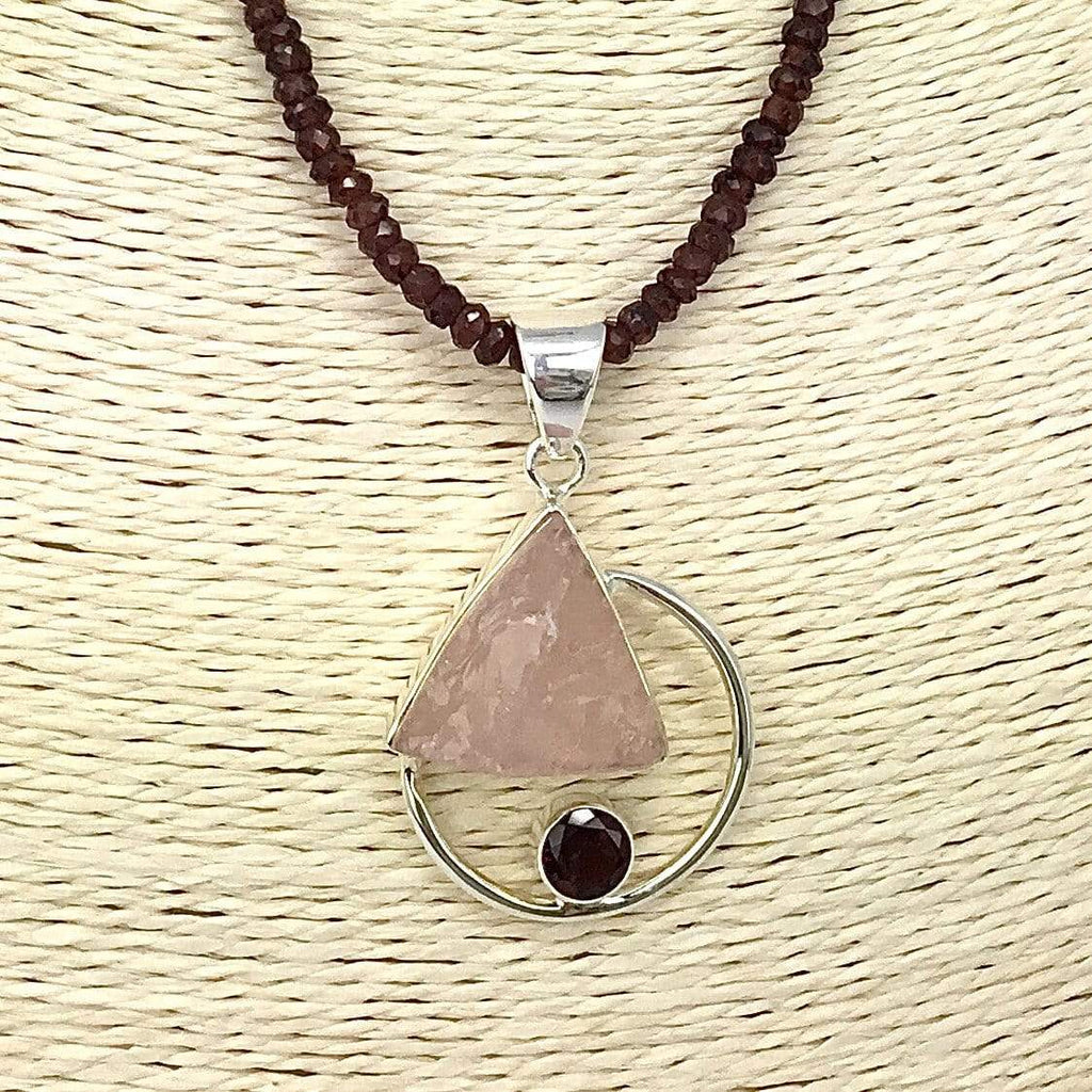 Garnet & Rose Quartz  Necklace Utopianorthwest 