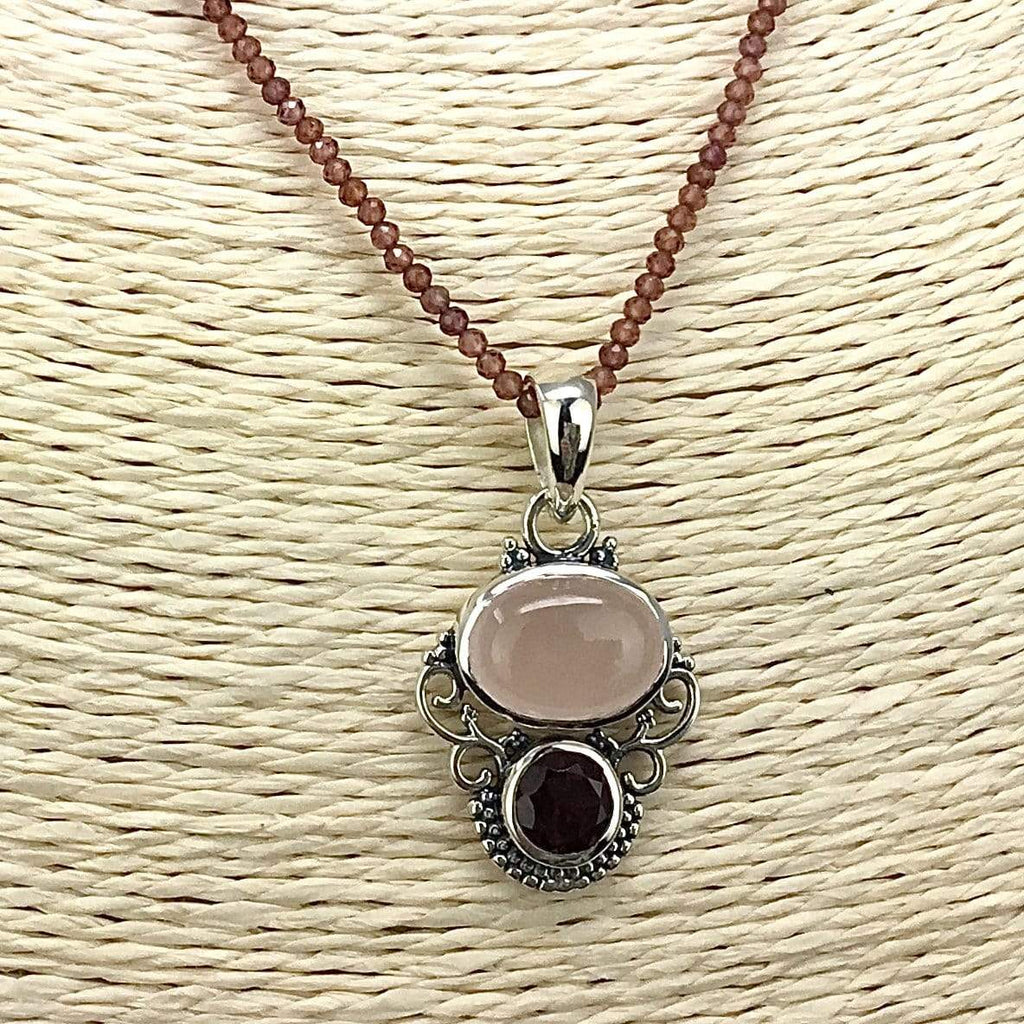 Garnet & Rose Quartz Necklace Utopianorthwest 