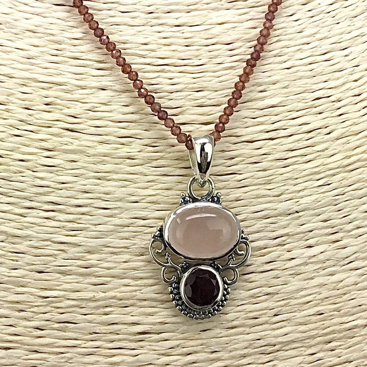 Garnet & Rose Quartz Necklace Utopianorthwest 