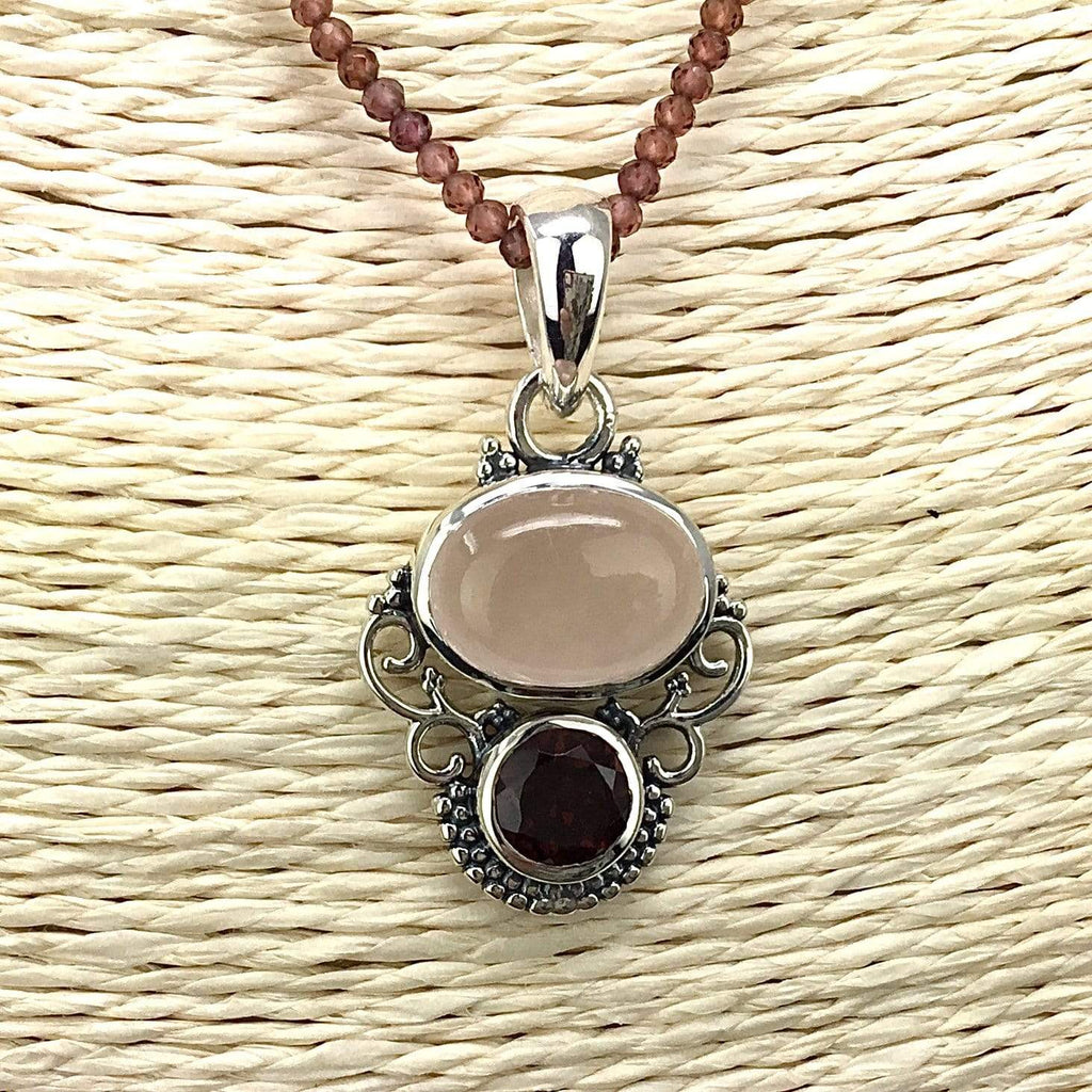 Garnet & Rose Quartz Necklace Utopianorthwest 