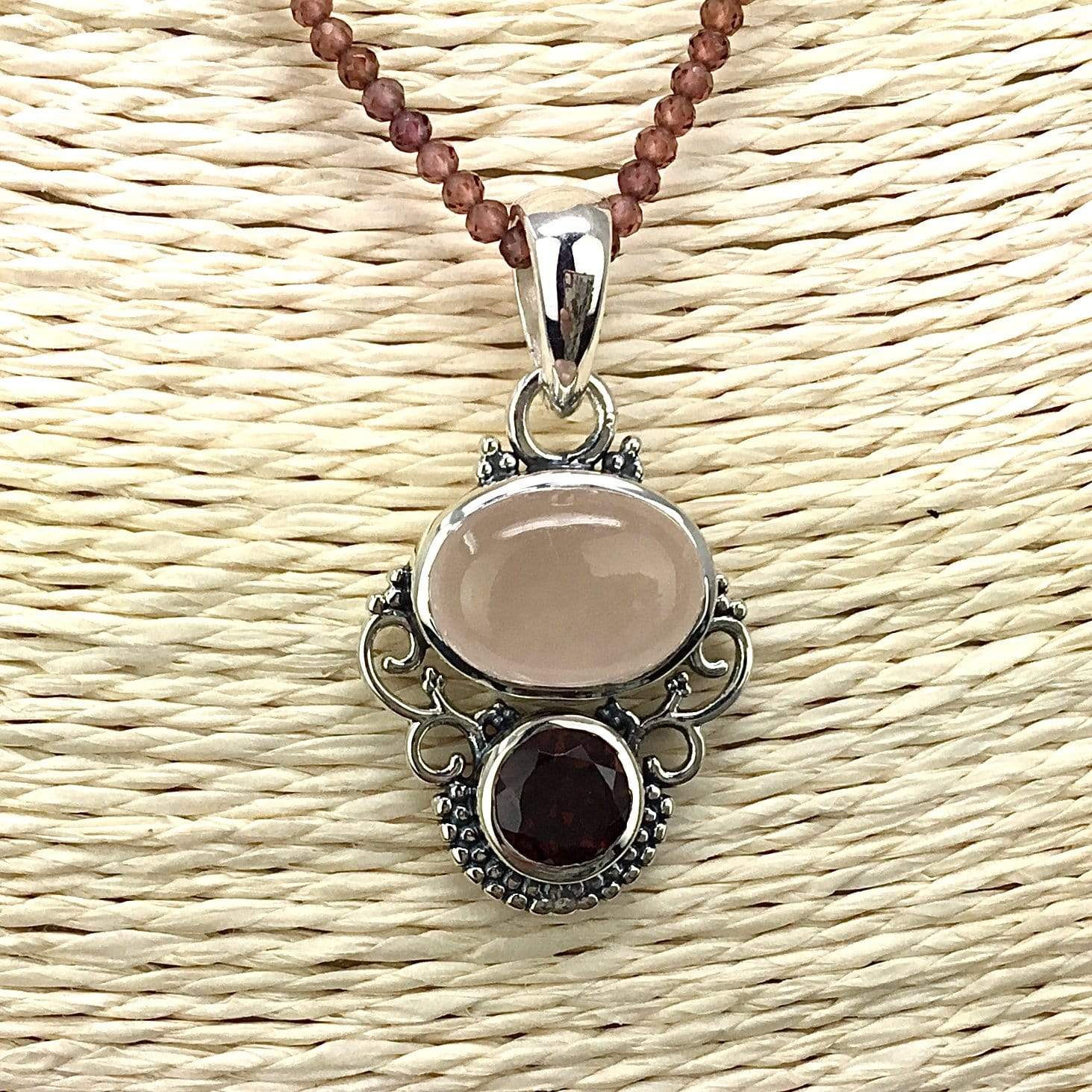 Garnet & Rose Quartz Necklace Utopianorthwest 