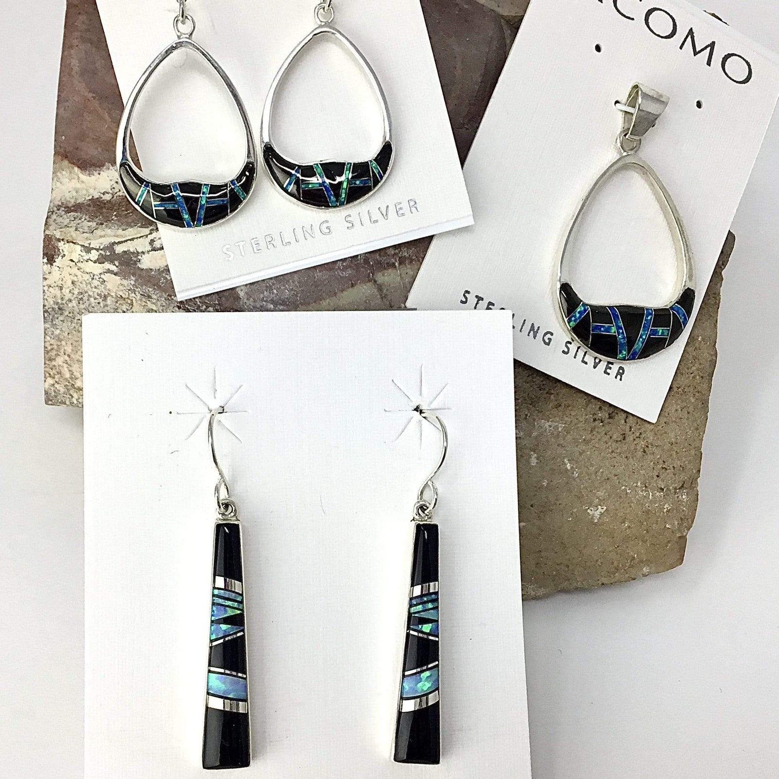 【BLACKPURPLE】23FW★ Eldora two-way earrings S Opal & Black Onyx Earrings – Utopianorthwest