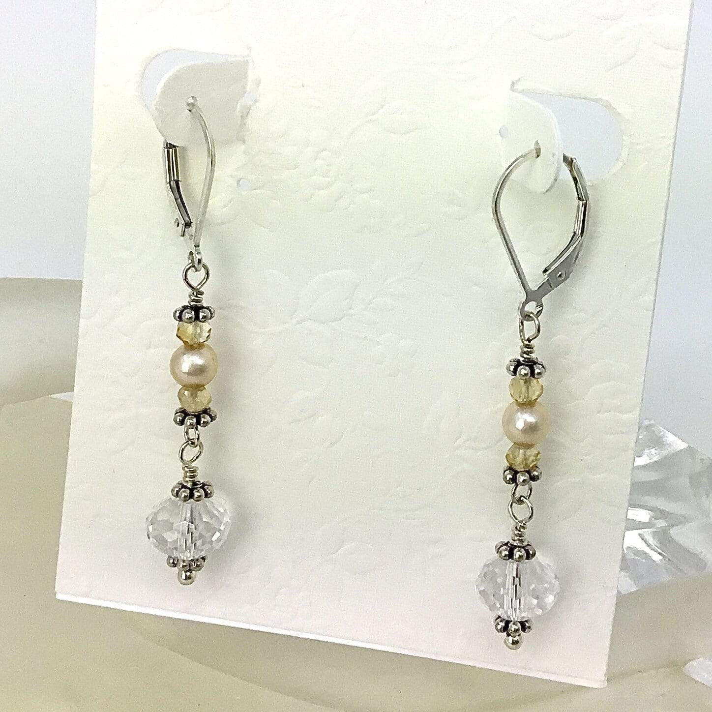 Pearl & Diamond Cut Quartz Earrings Utopianorthwest 