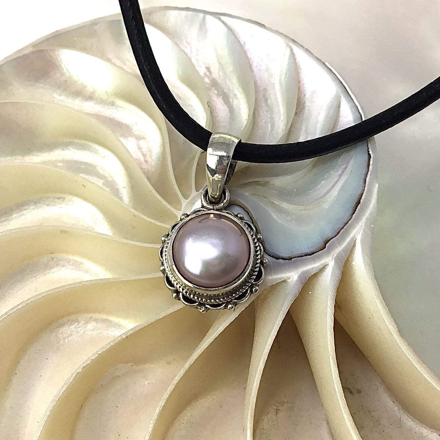 Pearl Necklace W/ Black Leather Cord Utopianorthwest 