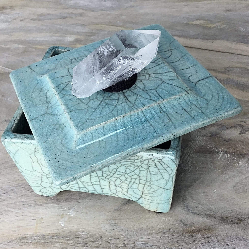Raku Pottery Box & Crystal Utopianorthwest 