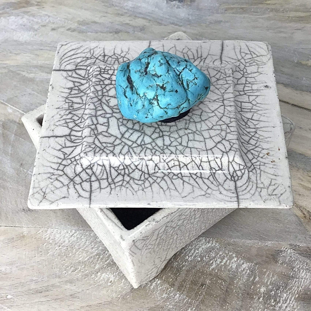 Raku Pottery Box & Turquoise Utopianorthwest 