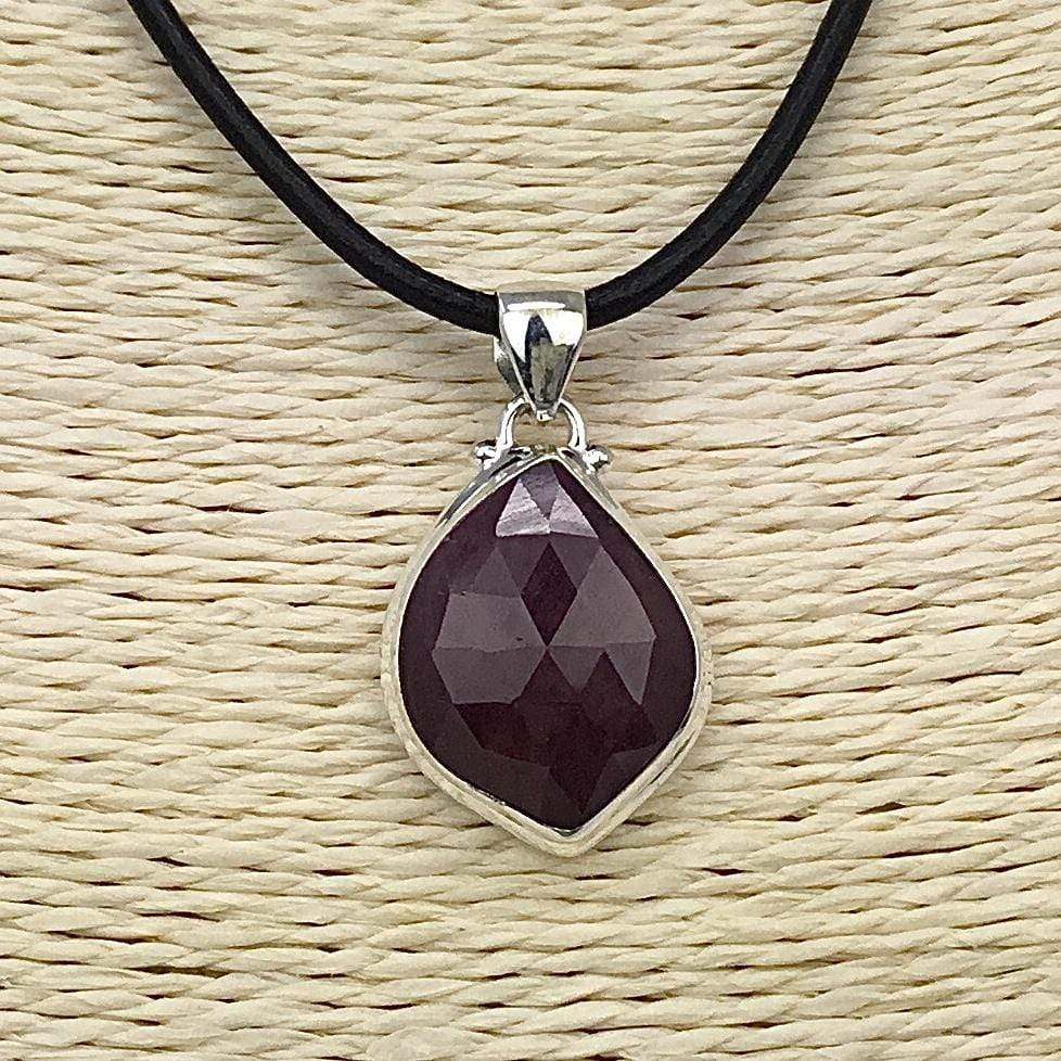 Ruby Pendant on leather cord Utopianorthwest 