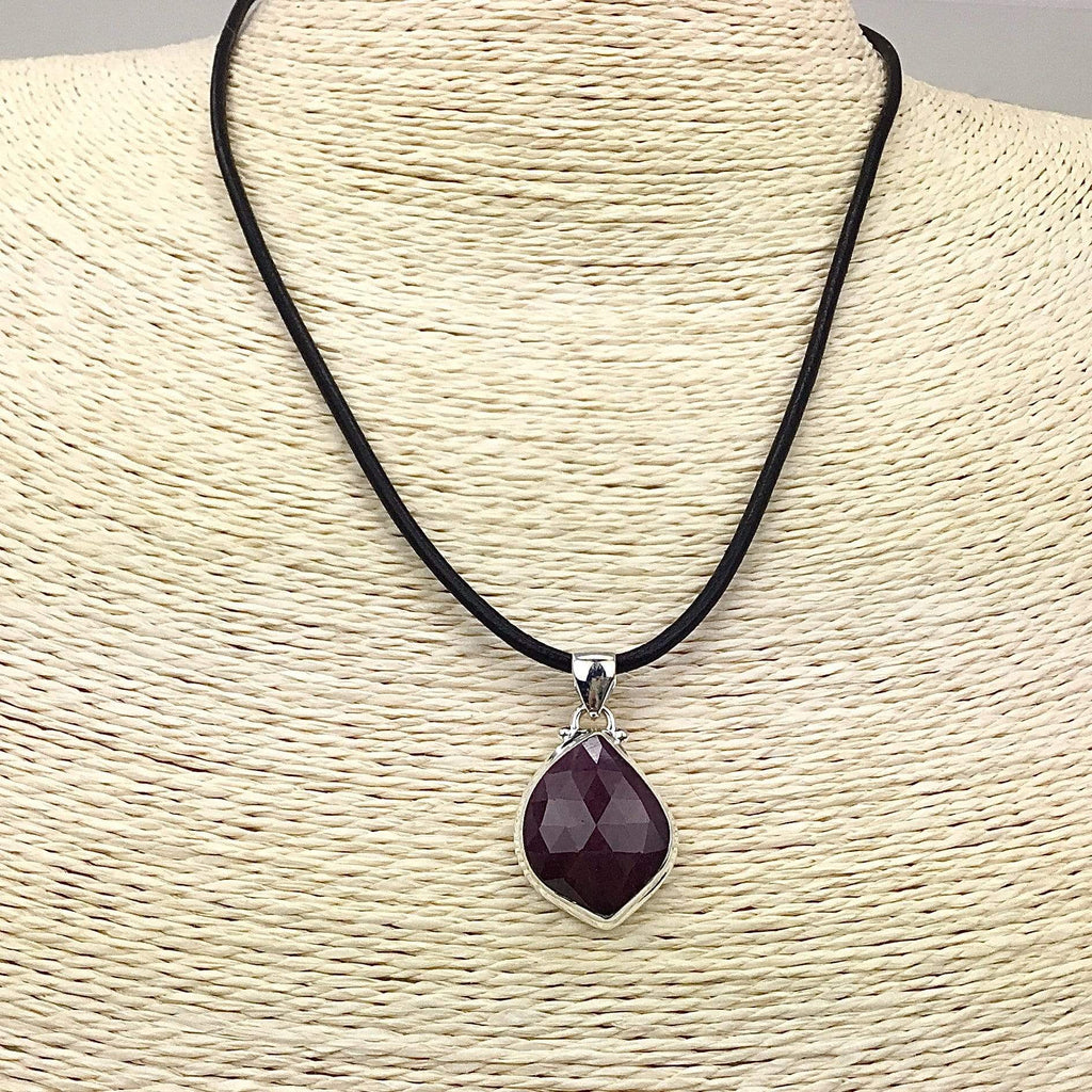 Ruby Pendant on leather cord Utopianorthwest 
