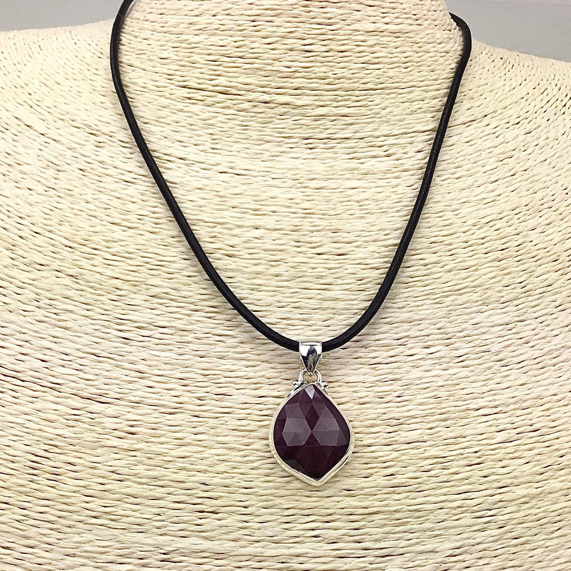 Ruby Pendant on leather cord Utopianorthwest 