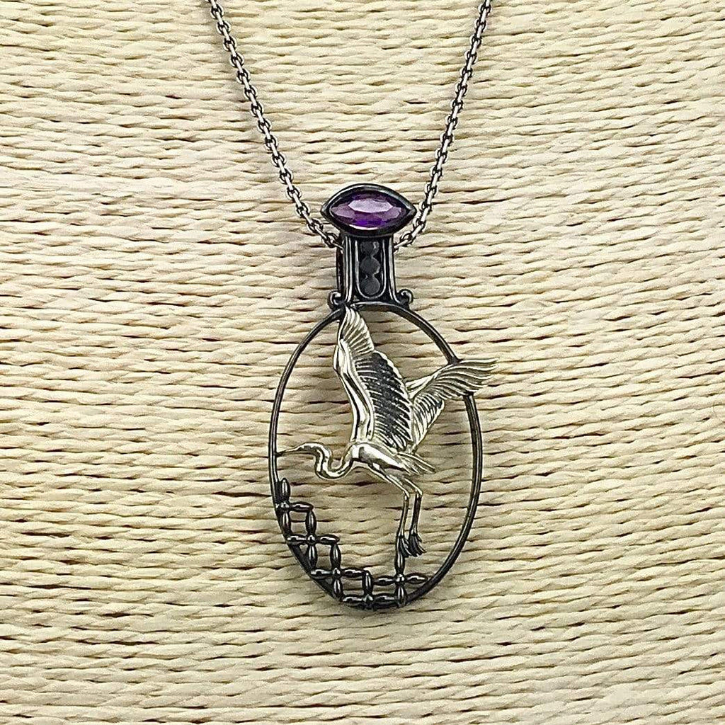 Sterling Silver Heron Necklace Utopianorthwest 